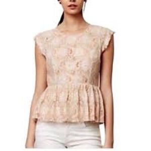 Anthropologie Maeve Lace Blouse in Blush